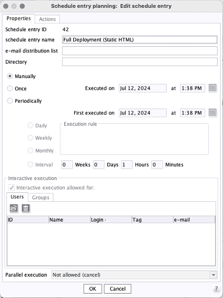 FirstSpirit Update Schedule Entry Name