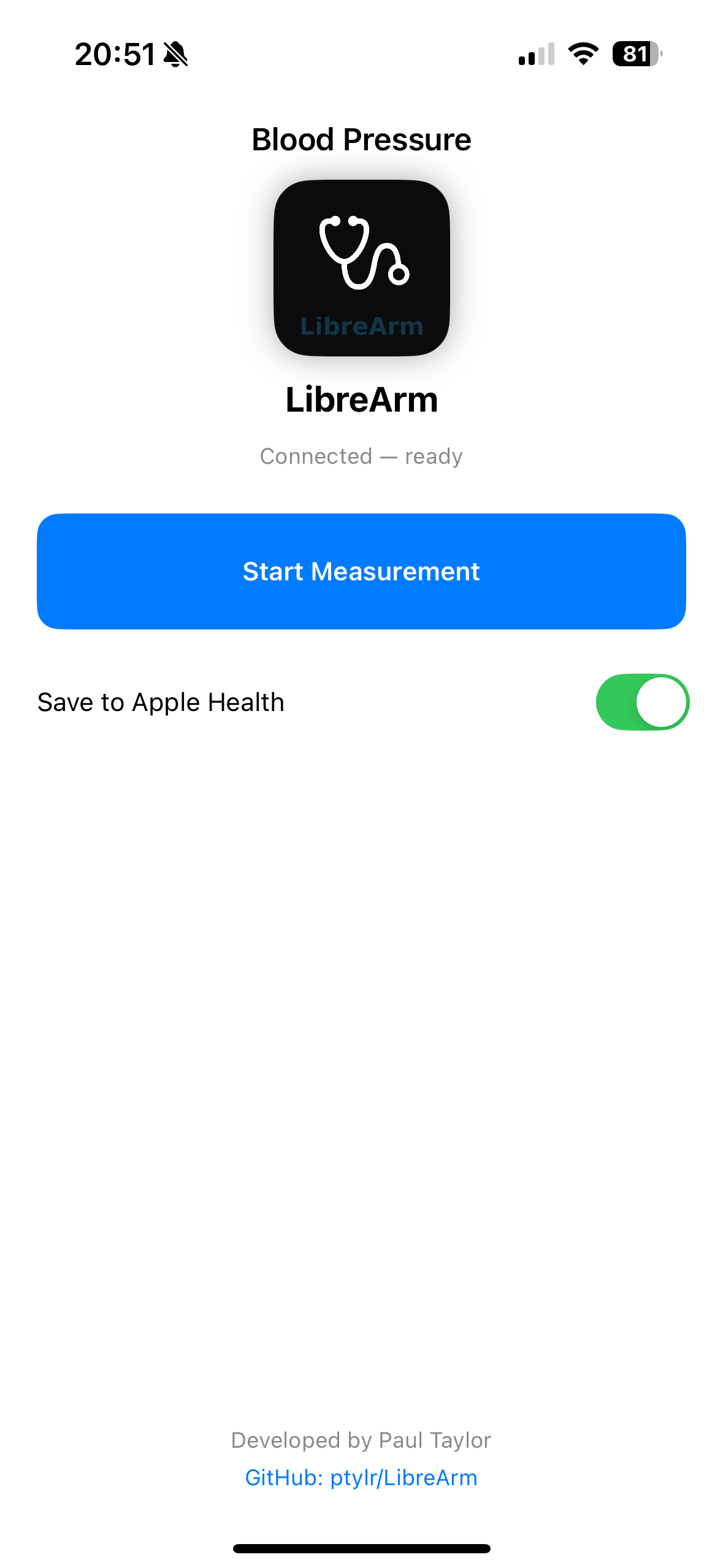 LibreArm connected to QardioArm
